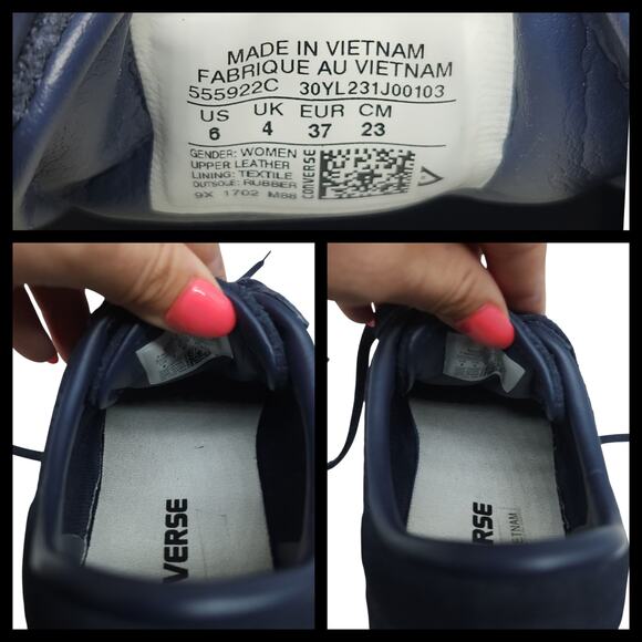 Converse Shoes Womens 6 Navy Blue Suede Leather Low Tops One Star Comfy Preppy - Picture 13 of 14